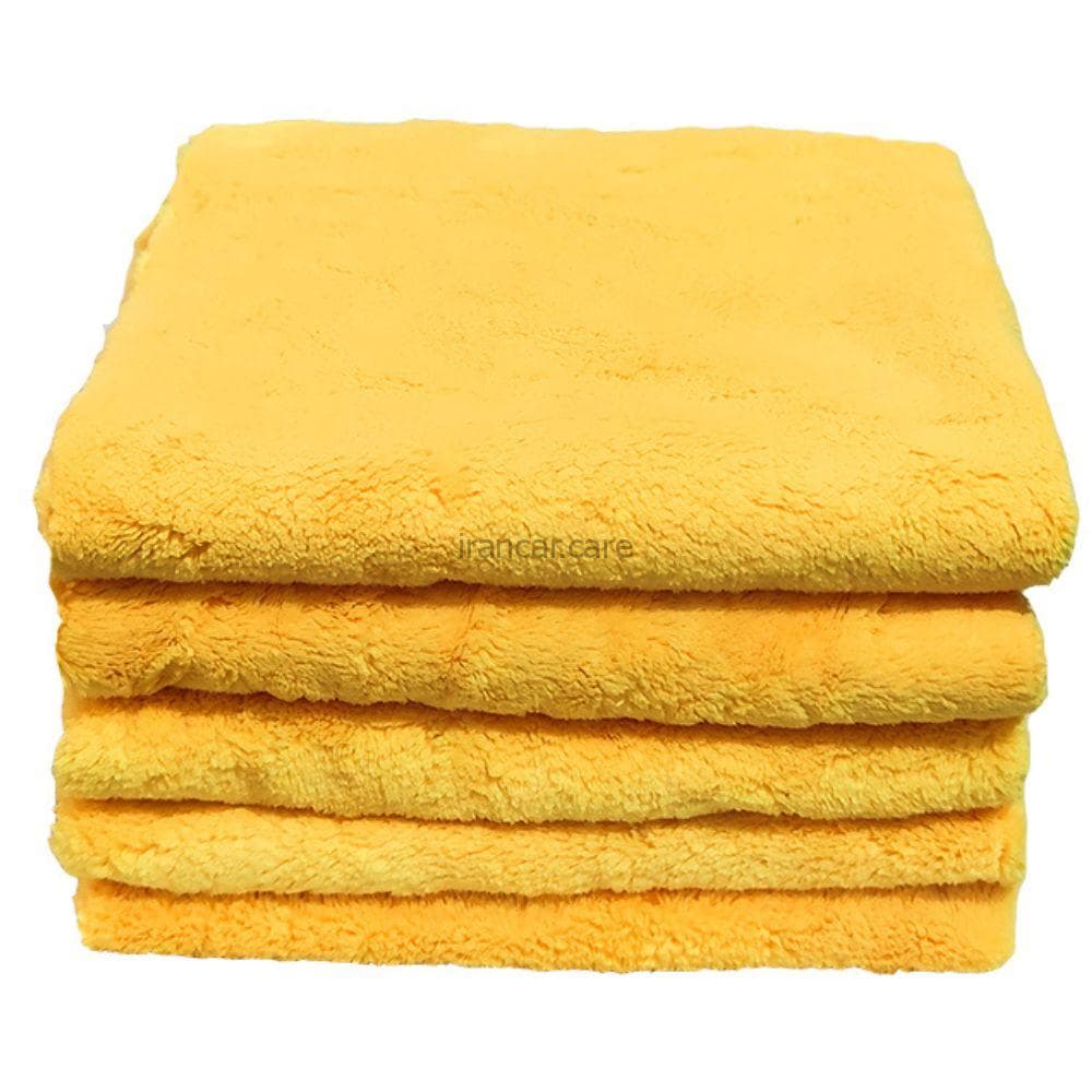 بسته 5 عددی حوله مایکروفایبر زرد رویال دیتیل مدل ROYAL DETAIL 40*40 Microfiber Towel