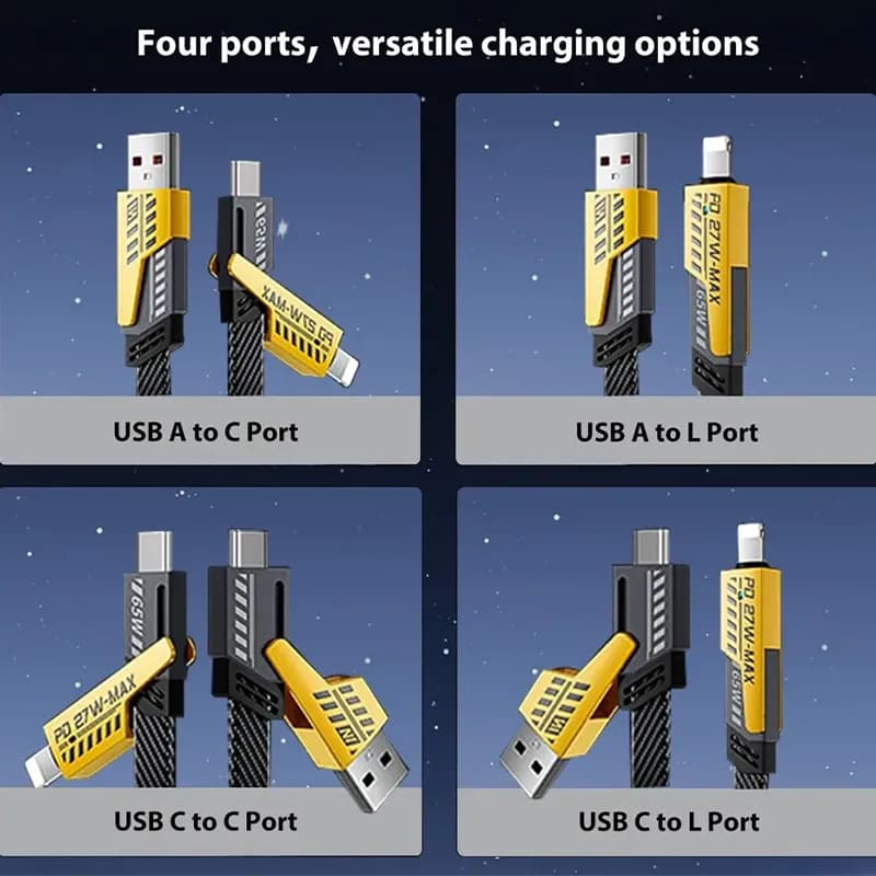 کابل شارژ چند کاره تایپ سی، لایتنینگ و USB جکنگ مدل JC-37 — تصویر ۱۱