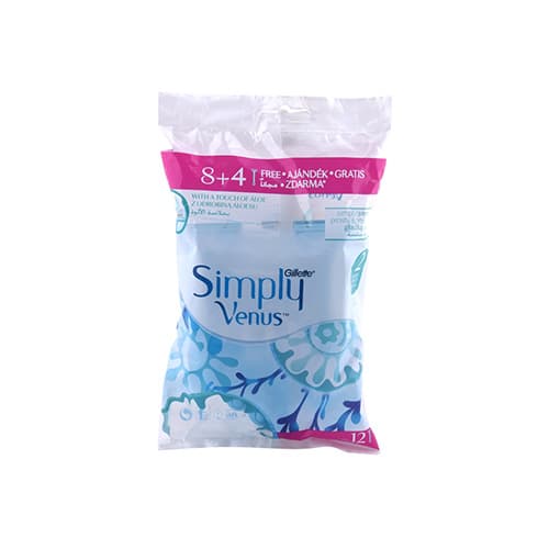 تیغ اصلاح زنانه 12 عددی و 2 لبه مدل سیمپلی ونوس (آبی) ژیلت