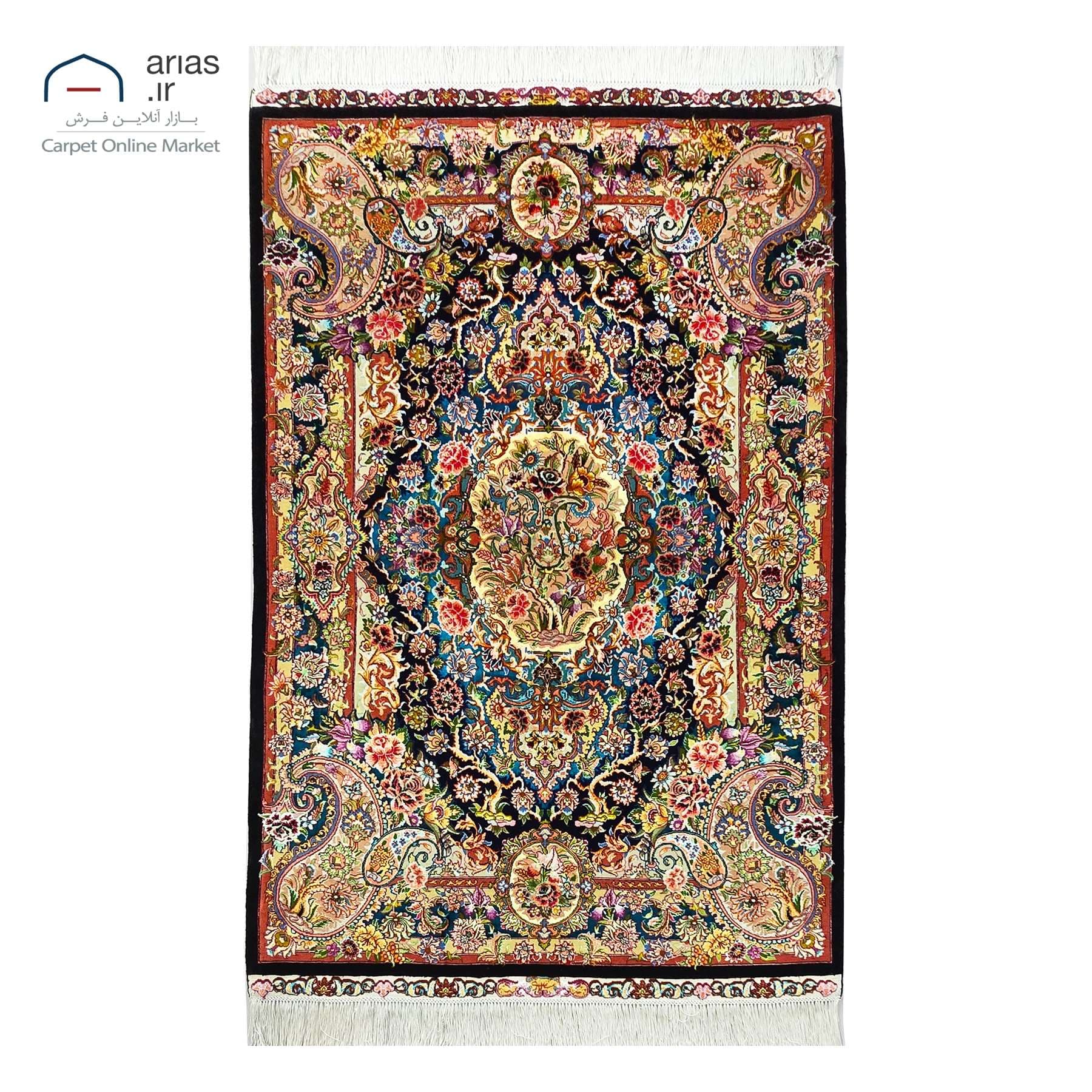 فرش دستباف ذرع نیم نقشه سالاری چله ابریشم بافت تبریز کد D11120T