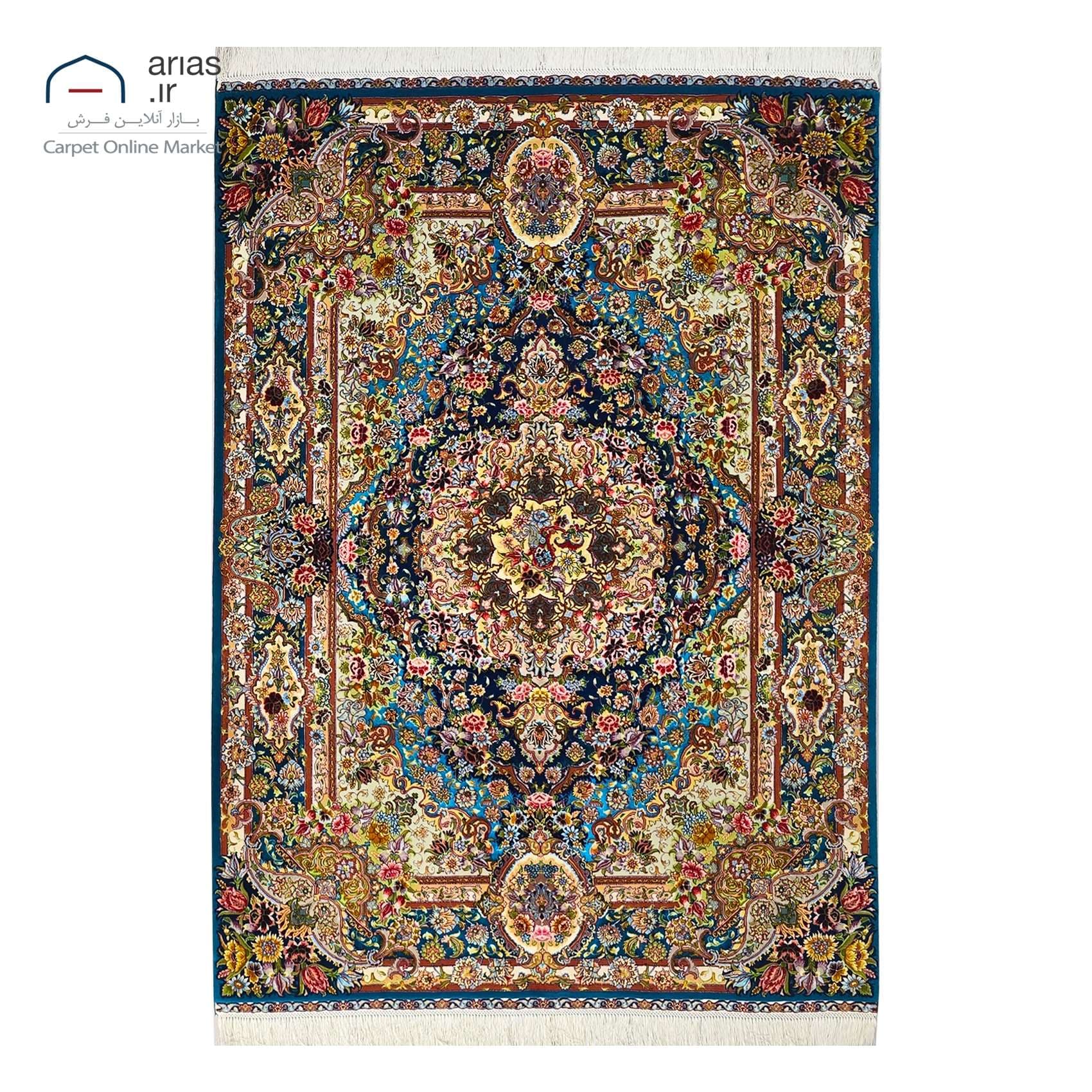 قالیچه دستباف نقشه سالاری تبریز کف متن و حاشیه ابریشم کد D13024T