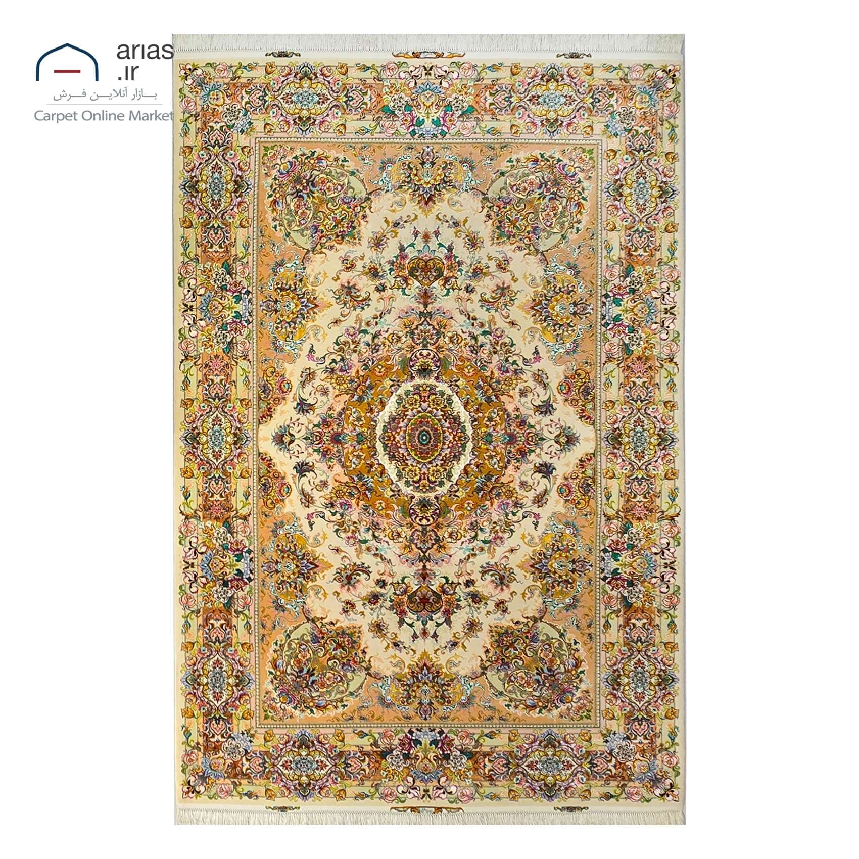 فرش دستباف 6 متری نقشه خطیبی تبریز چله و حاشیه و گل ابریشم کد D13014T