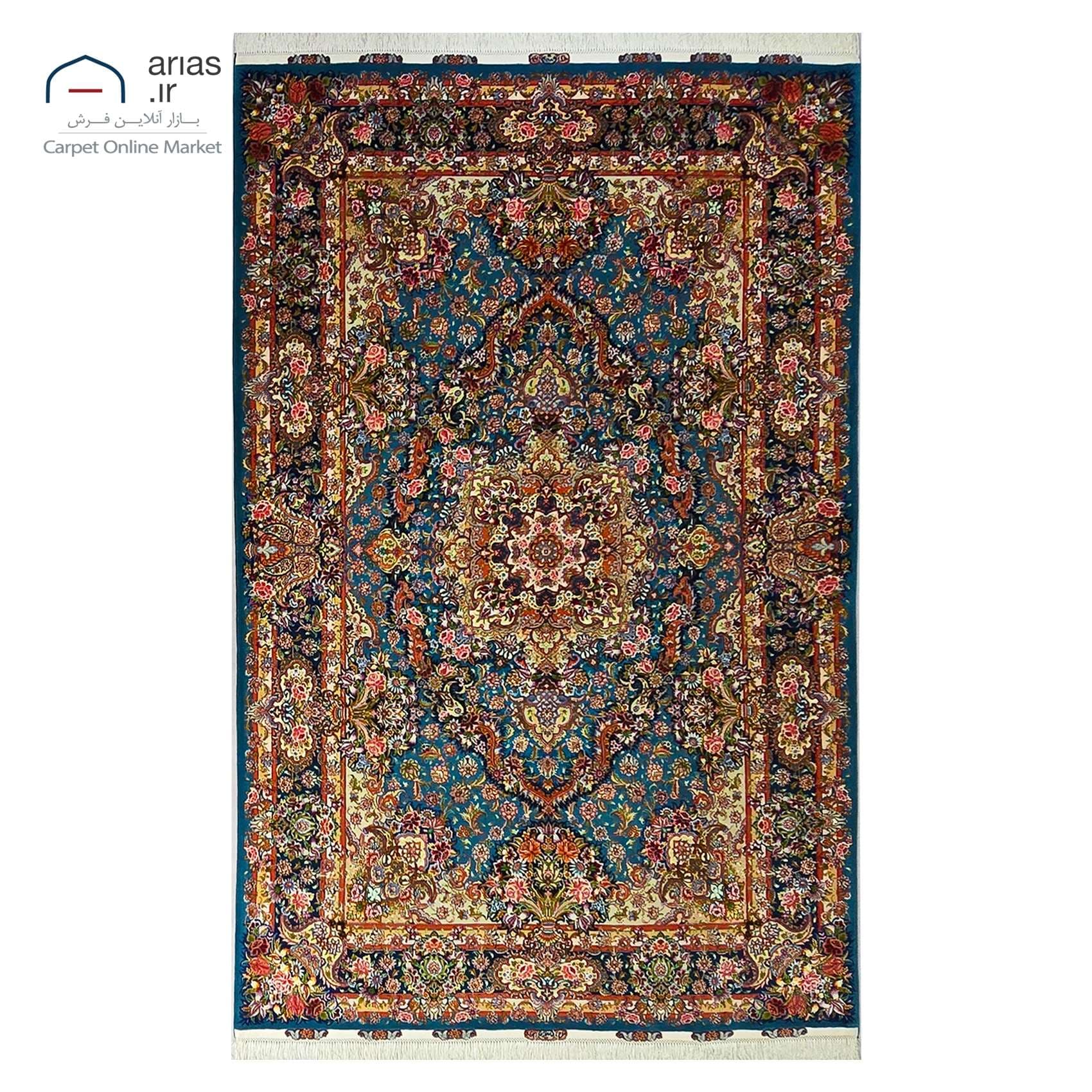 فرش دستباف 6 متری نقشه سالاری تبریز چله و گل ابریشم کد D13007T — تصویر ۲