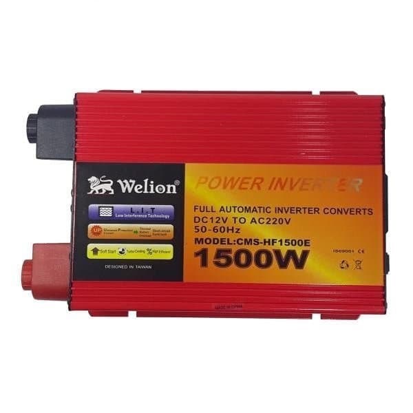 مبدل برق خودرو ویلیون قرمز 12V-TO-220V-1500W — تصویر ۲