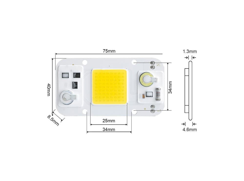 LED COB مهتابی 20W 220V با درایور داخلی سایز 7540 دارای مدار حفاظتی آنتی شوک دار — تصویر ۷