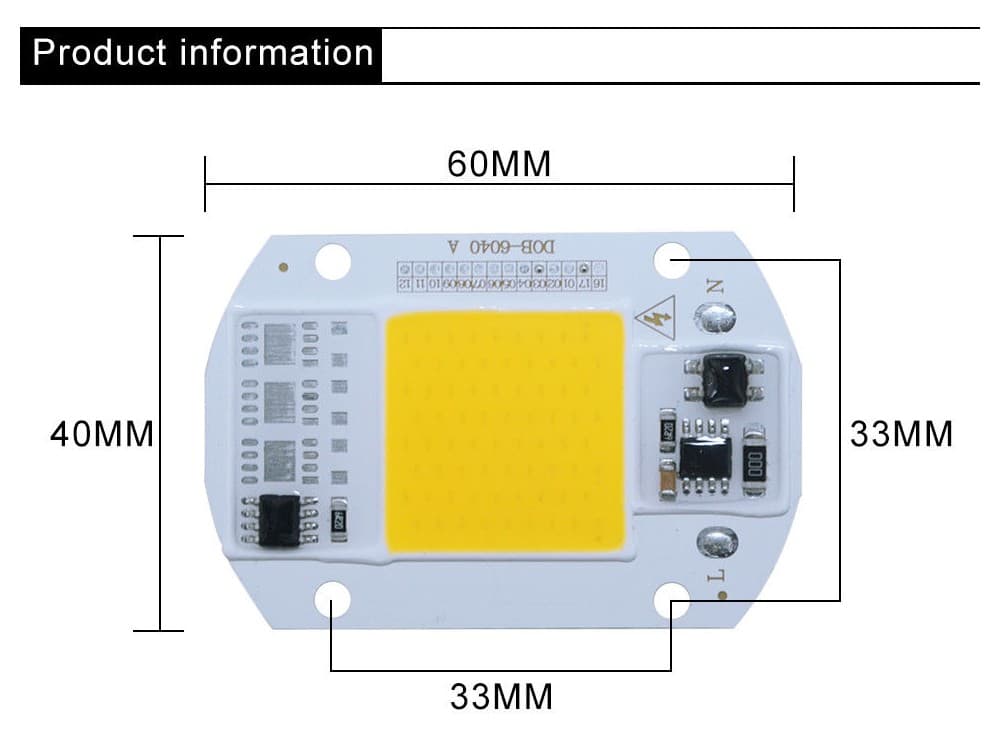 LED COB مهتابی 20W 220V با درایور داخلی — تصویر ۹