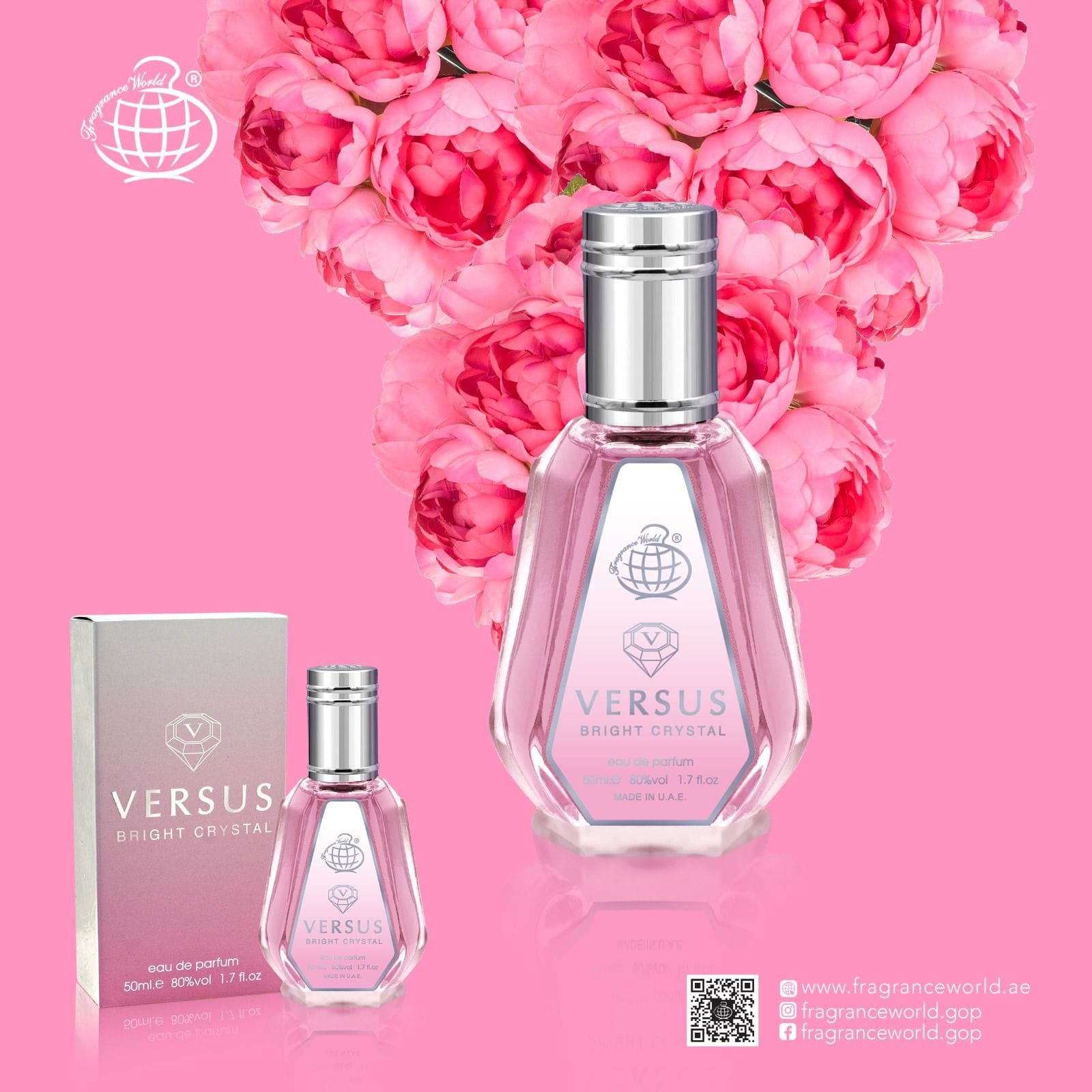 عطر ادکلن 50 میل فراگرنس ورساچ کریستال برایت صورتی versus fragrance world