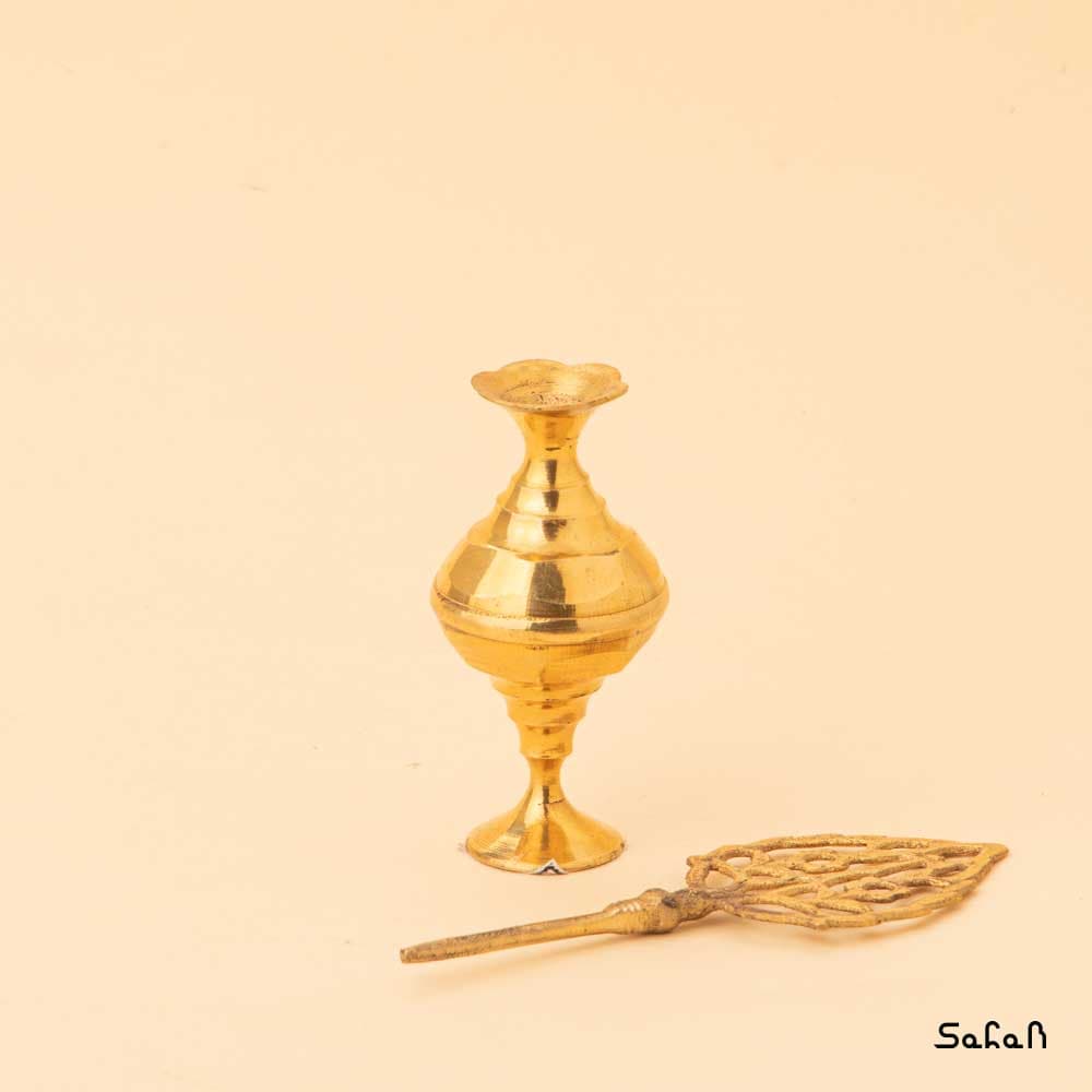 سرمه دان برنجی هندی طلایی مدل اوا — تصویر ۵