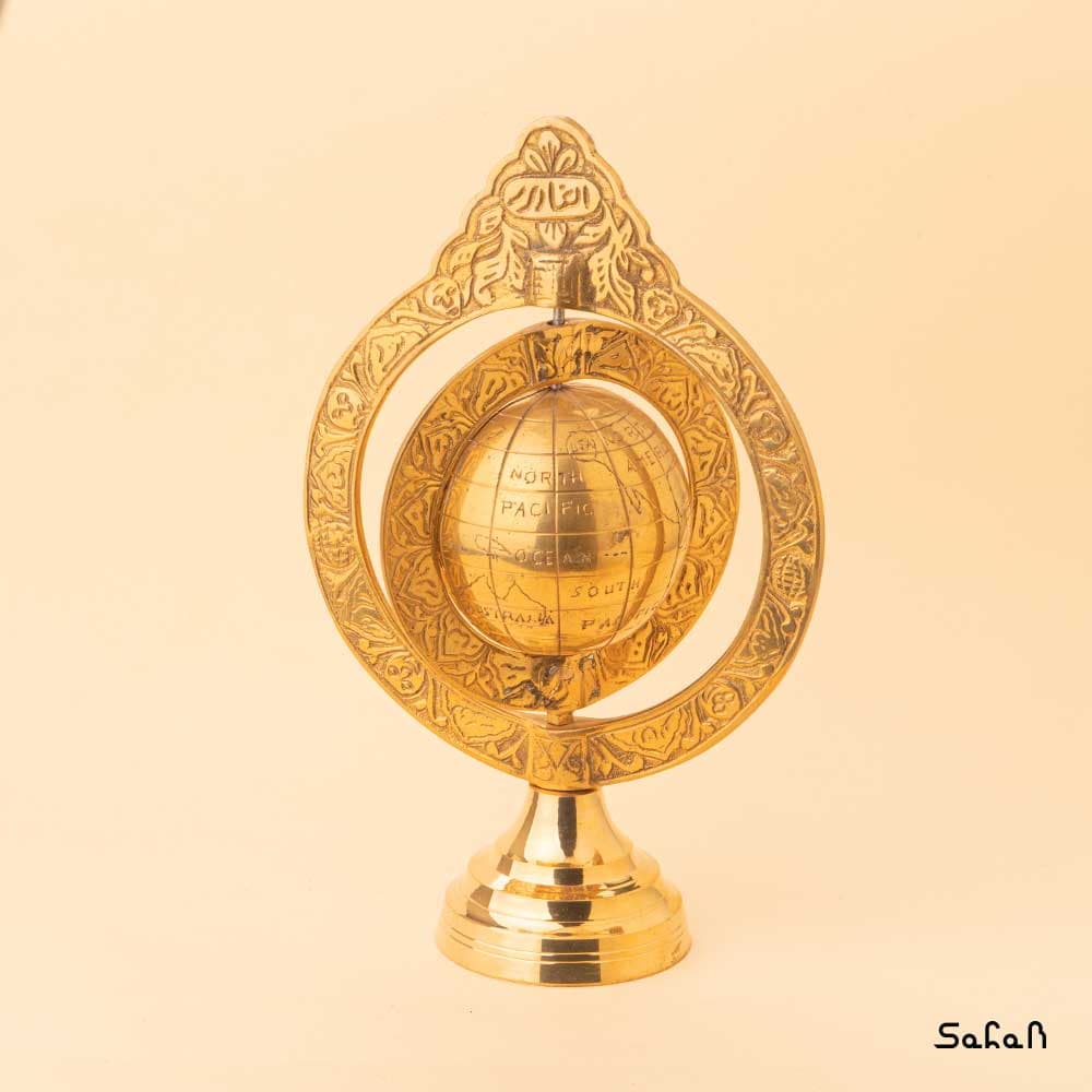 کره زمین پایه دار برنجی دو حلقه مدل جیمز — تصویر ۲