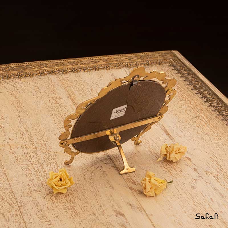 آینه برنجی هندی طلایی دایره — تصویر ۳