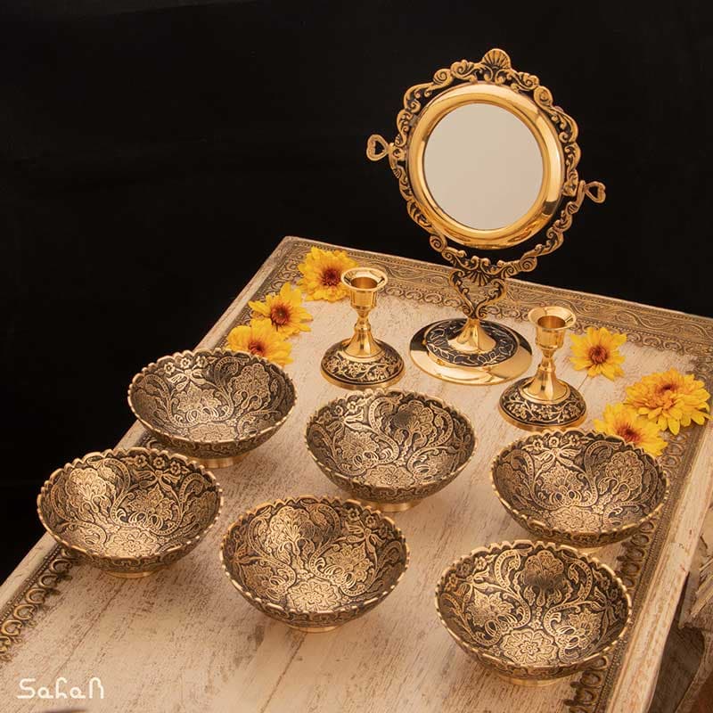 ست هفت سین برنجی آنتیک کد 1166 — تصویر ۲