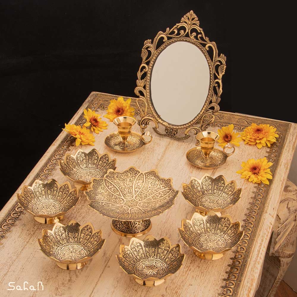 ست هفت سین برنجی آنتیک کد 1147 — تصویر ۶