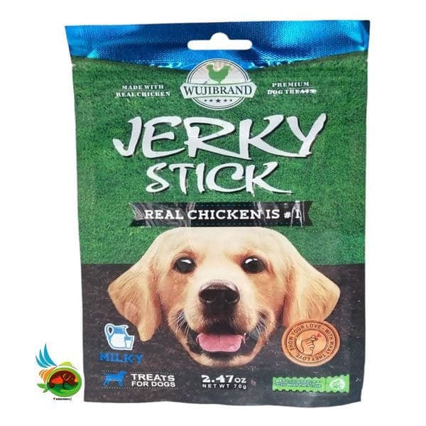 تشویقی سگ جرکی طعم شیری Wujibrand jerky stick with milky وزن ۷۰ گرم
