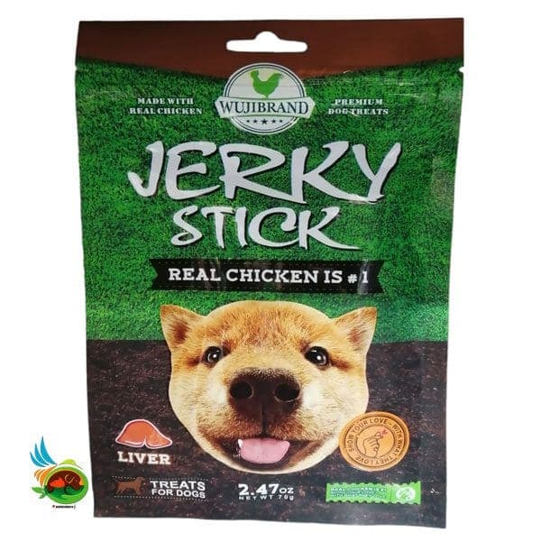 تشویقی سگ جرکی طعم جگر Wujibrand jerky stick with liver وزن ۷۰ گرم — تصویر ۳