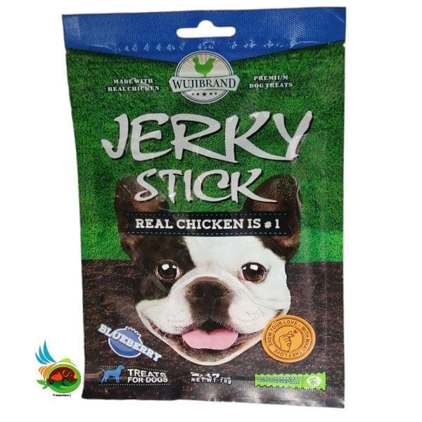 تشویقی سگ جرکی طعم بلوبری Wujibrand jerky stick with blueberry وزن ۷۰ گرم