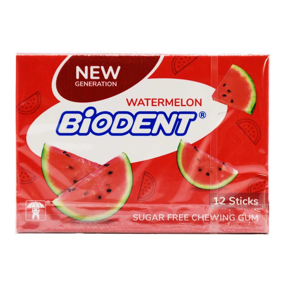 آدامس بدون شکر بایودنت BIODENT با طعم هندوانه بسته 12 عددی