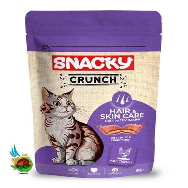 تشویقی گربه کرانچی اسنکی طعم مرغ Snacky hair &amp; skin care with chicken وزن ۶۰ گرم — تصویر ۲