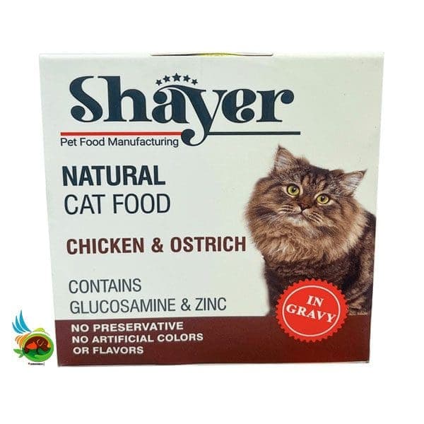کنسرو نچرال گربه شایر طعم مرغ و شتر مرغ Shayer natural with chicken & ostrich وزن ۱۱۰ گرم — تصویر ۳