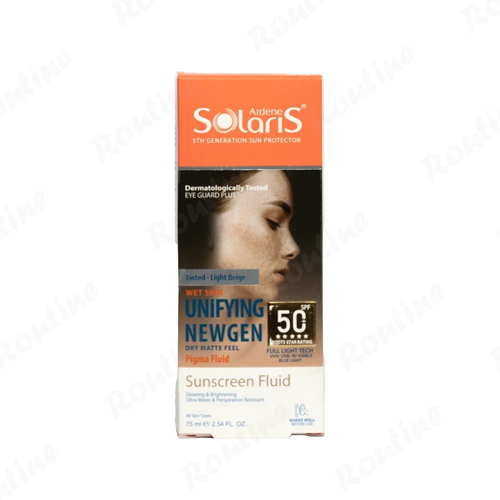 فلوئید ضد آفتاب یونی فایینگ نیوژن SPF50 آردن سولاریس بژ طبیعی — تصویر ۶