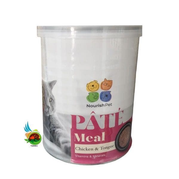 کنسرو پته گربه نوریش پت با طعم مرغ و زبان Nourishpet with chicken &amp; tongue وزن ۴۰۰ گرم