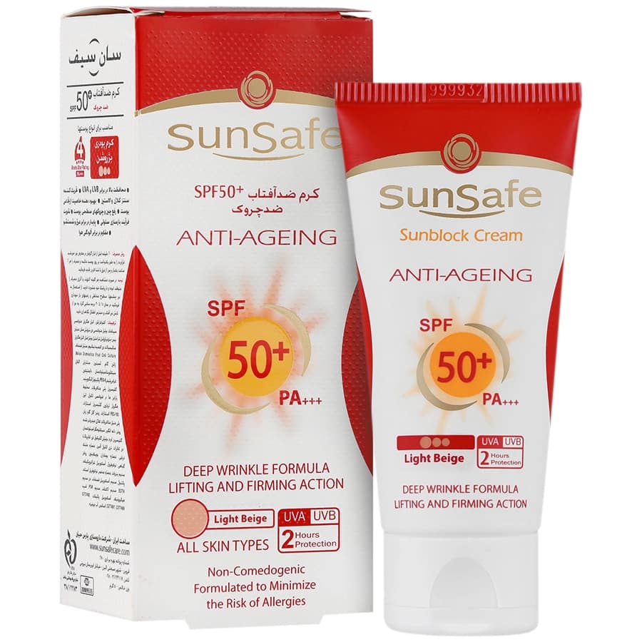 کرم ضد آفتاب ضد چروک بژ روشن SPF50 سان سیف — تصویر ۳