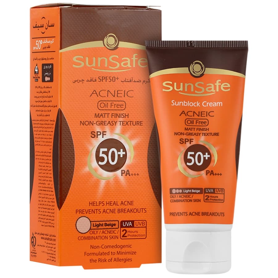 کرم ضد آفتاب پوست های چرب و آکنه ای سان سیف بژ روشن SPF50 — تصویر ۳