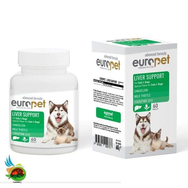 قرص تقویت کبد سگ و گربه یوروپت Europet liver support بسته 60 عددی — تصویر ۳