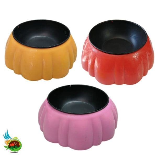 ظرف آب و غذا سگ و گربه طرح گل همراه با کاسه فلزی سایز Large