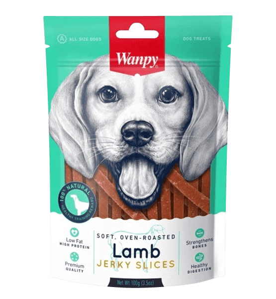 تشویقی سگ ونپی بره مدل Lamb Jerky Slices وزن 100 گرم