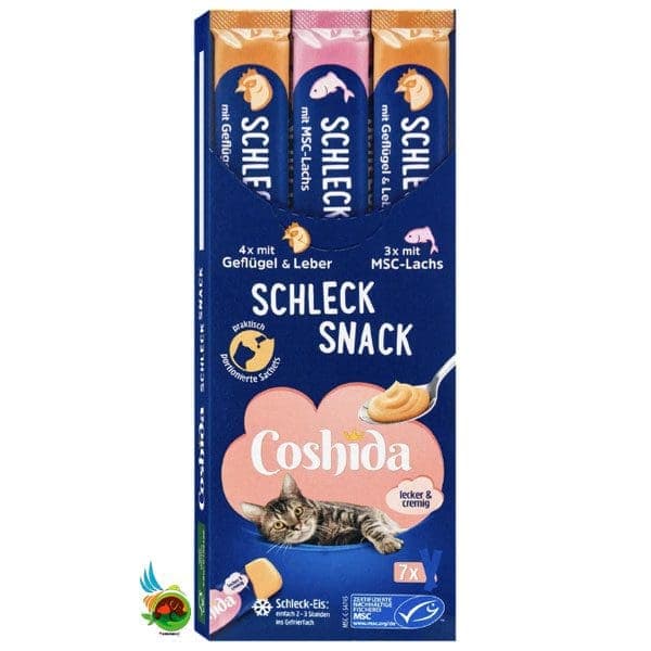 بستنی گربه کوشیدا با طعم ماهی و مرغ و جگر Coshida cat lickable snack بسته 7 عددی — تصویر ۲