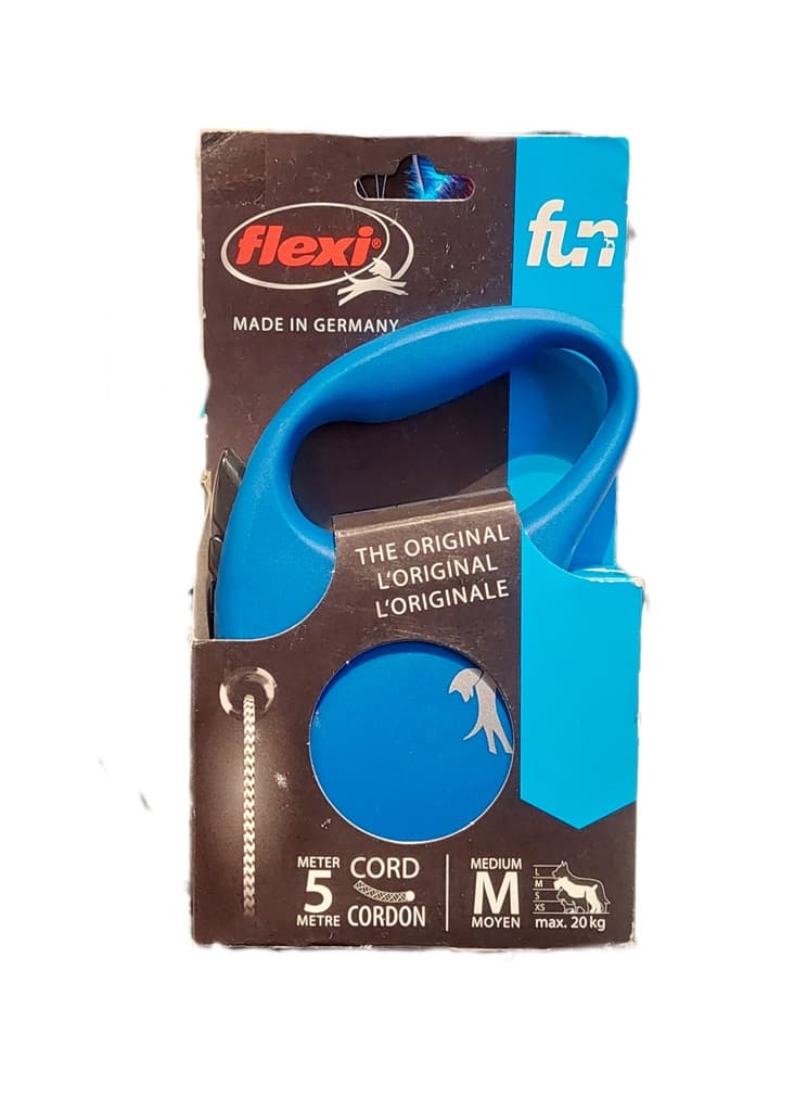 قلاده 5 متری فلکسی سایز M طنابی CORDON تا 20 کیلو (آبی)