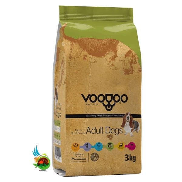 غذای خشک سگ بالغ نژاد کوچک وودو Voodoo adult dogs mini & small breeds وزن 3 کیلوگرم