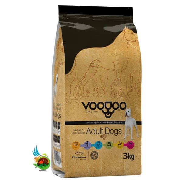 غذای خشک سگ بالغ نژاد متوسط و بزرگ وودو Voodoo adult dogs medium & large breeds وزن 3 کیلوگرم
