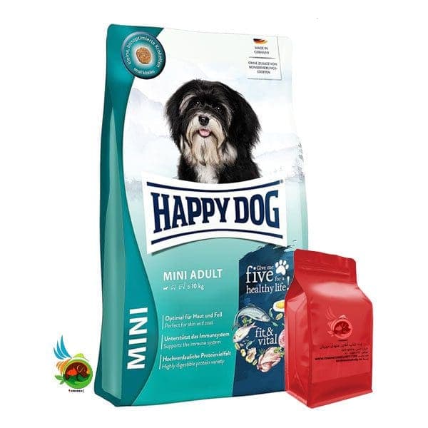 غذای خشک سوپر پرمیوم سگ بالغ نژاد کوچک هپی داگ Happy dog mini adult وزن 1 کیلوگرم (فله ای)
