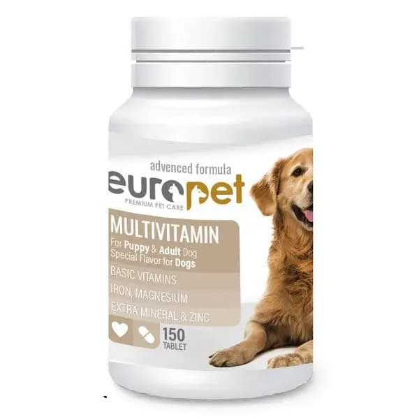قرص مولتی ویتامین سگ یوروپت Europet dog multivitamin tablet بسته ۱۵۰ عددی — تصویر ۳