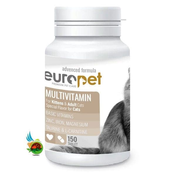 قرص مولتی ویتامین گربه یوروپت Europet cat multivitamin tablet بسته 150 عددی — تصویر ۳