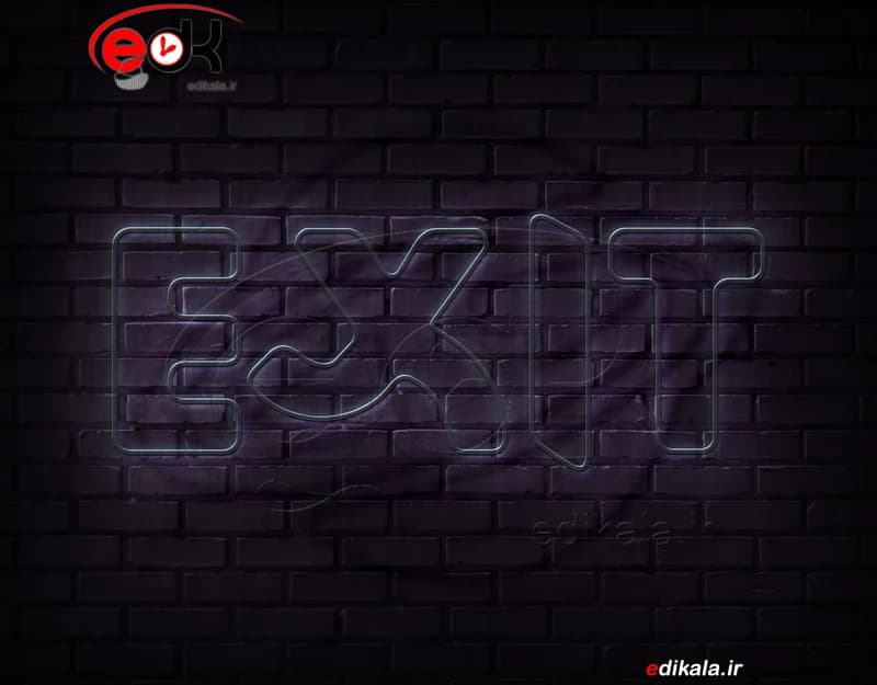 تابلو نئون طرح EXIT شماره 1 در ابعاد مختلف +آداپتور+ فایل لایه باز — تصویر ۳
