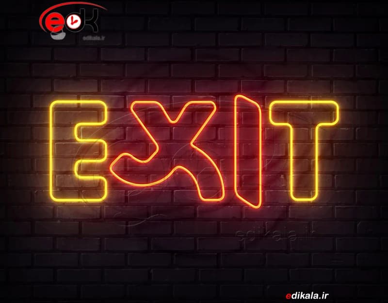 تابلو نئون طرح EXIT شماره 1 در ابعاد مختلف +آداپتور+ فایل لایه باز — تصویر ۲