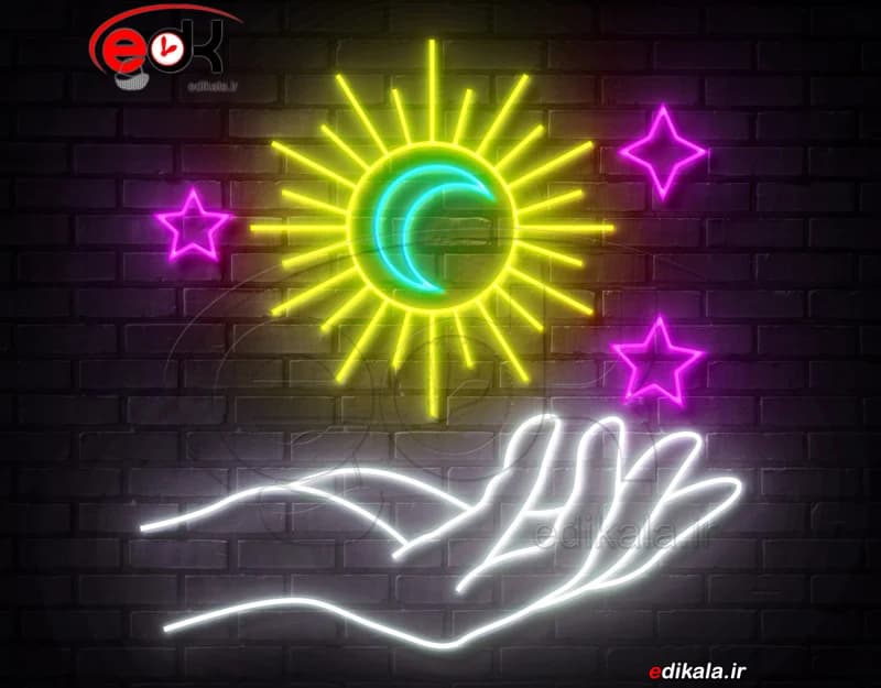 تابلو نئون طرح دست شماره 29 در ابعاد مختلف +آداپتور+ فایل لایه باز