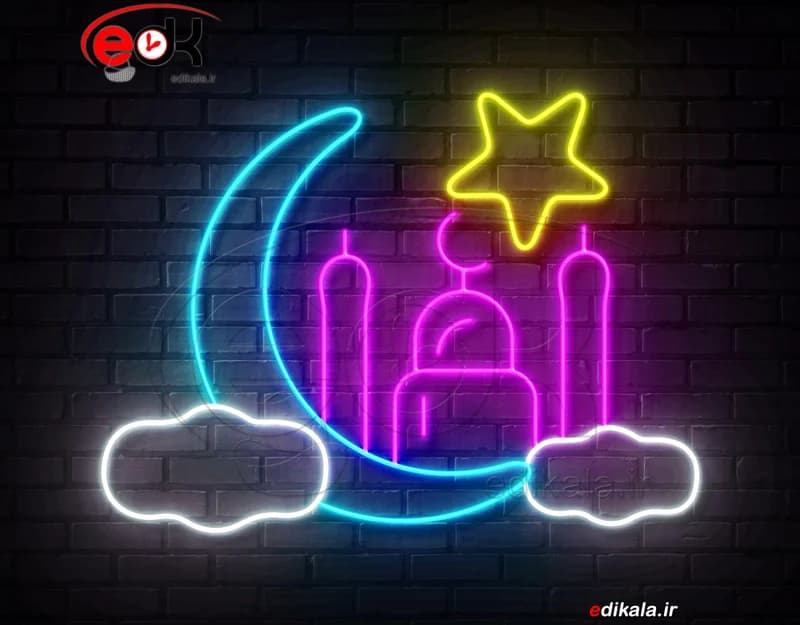 تابلو نئون طرح مسجد شماره 1 در ابعاد مختلف +آداپتور+ فایل لایه باز