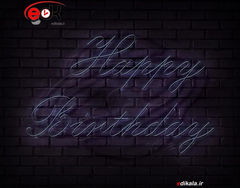 تابلو نئون طرح happy birthday شماره 17 در ابعاد مختلف +آداپتور+ فایل کورل آماده برش — تصویر ۳