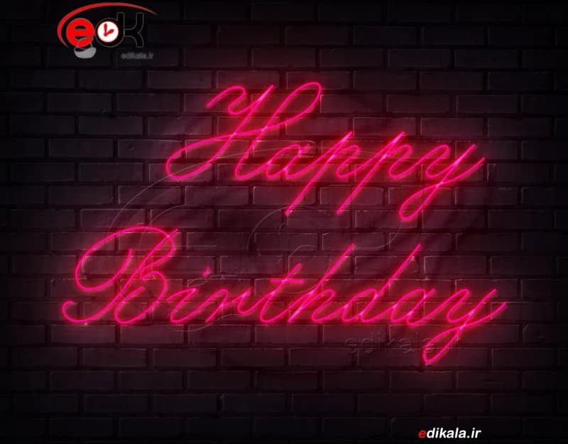 تابلو نئون طرح happy birthday شماره 17 در ابعاد مختلف +آداپتور+ فایل کورل آماده برش