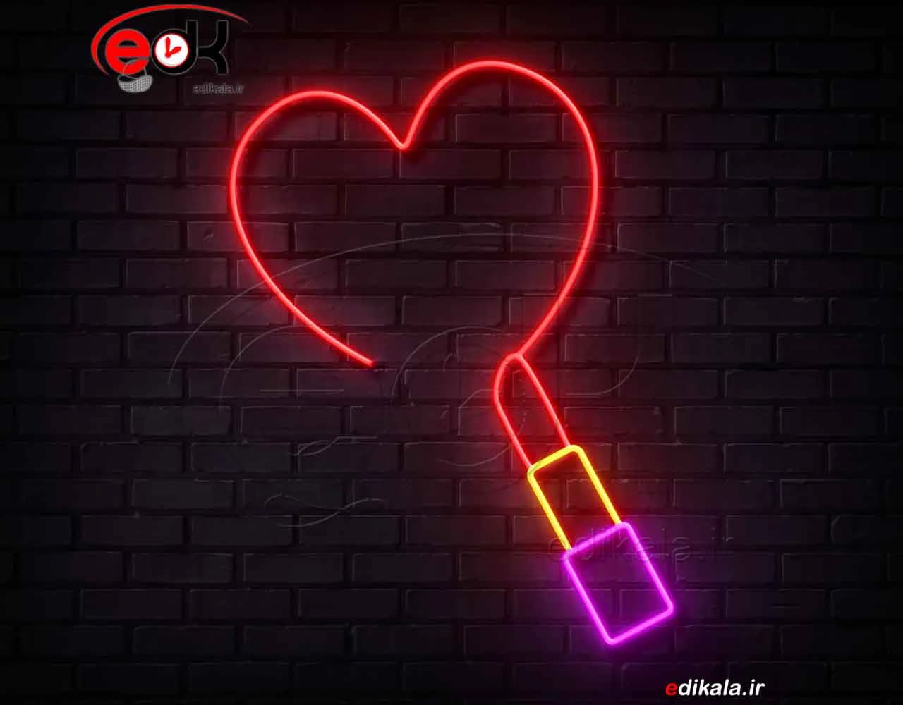 تابلو نئون طرح رژ لب شماره 4 در ابعاد مختلف +آداپتور+ فایل کورل آماده برش