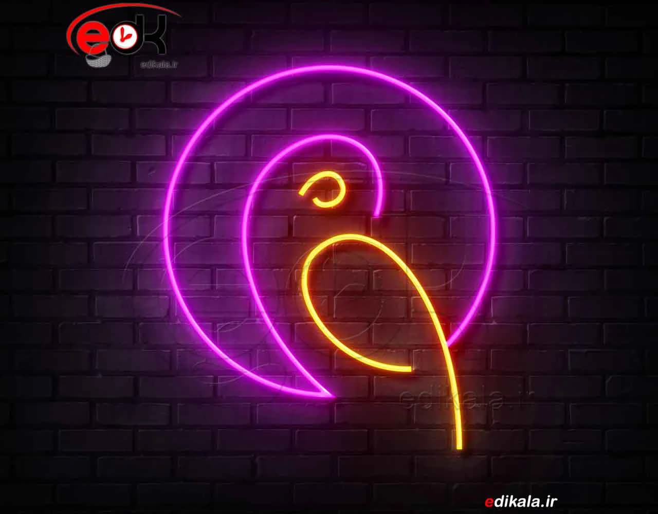تابلو نئون طرح پرنده شماره 13 در ابعاد مختلف + آداپتور + فایل کورل لایه باز