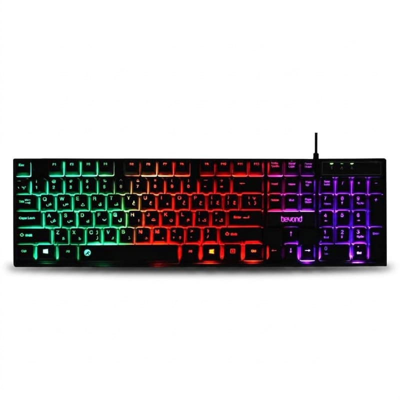 کیبورد بیاند مدل BK-7120 RGB، سوئیچ ممبران، Full-Size، نورپردازی LED RGB — تصویر ۱۰