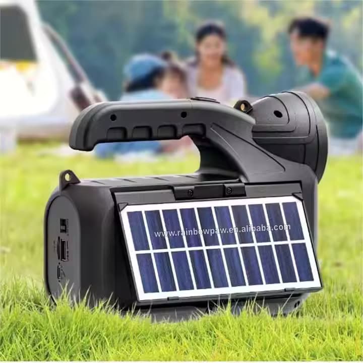 اسپیکر بلوتوثی چندکاره GTS-2068 با چراغ قوه و شارژ خورشیدی — تصویر ۵