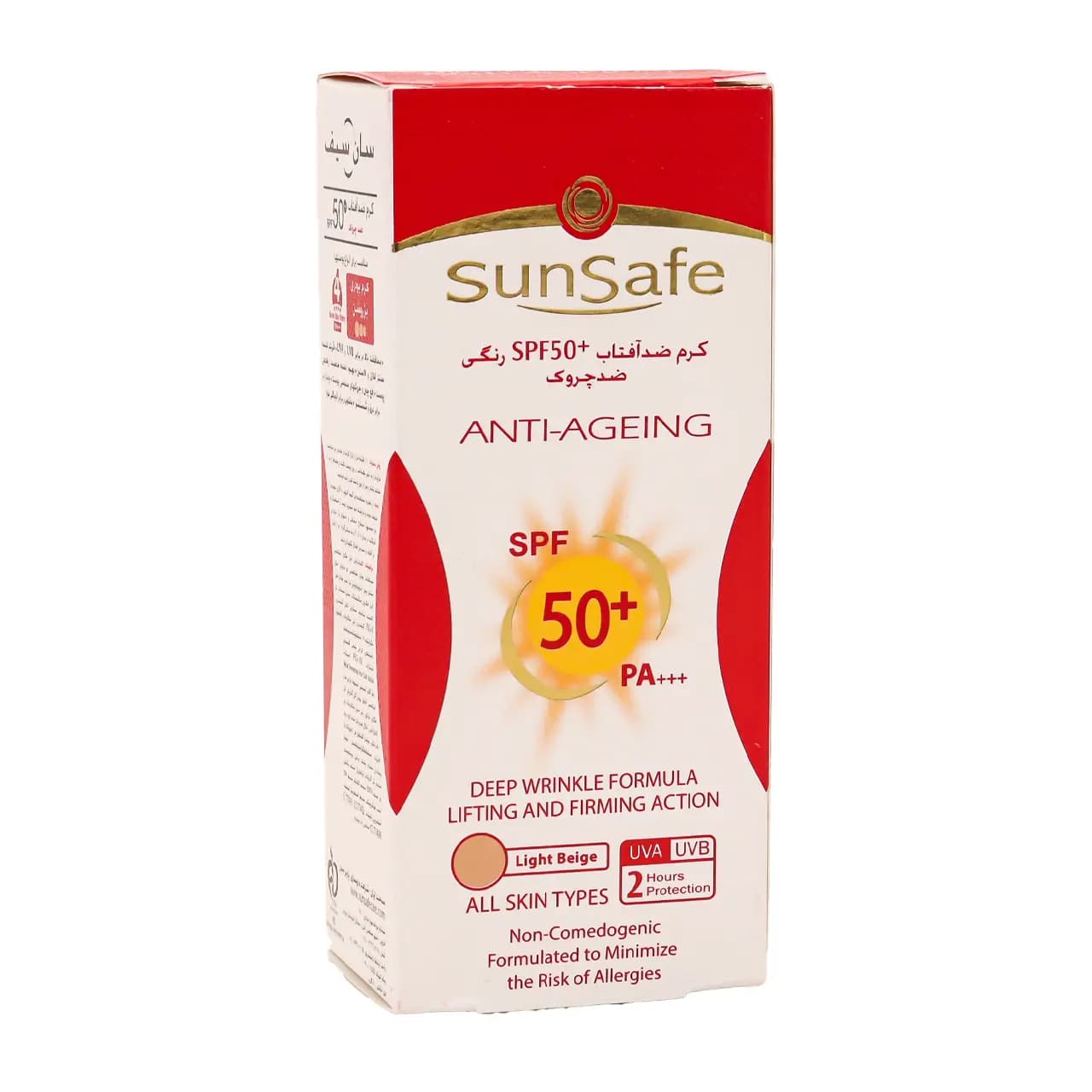 کرم ضد آفتاب و ضد چروک بژ روشن SPF50 سان سیف — تصویر ۲