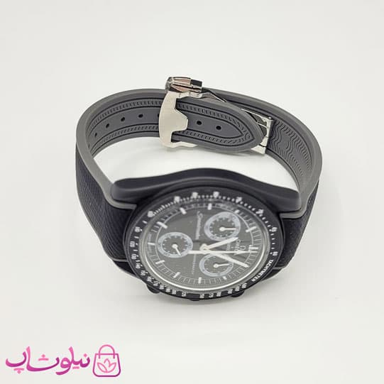ساعت امگا سواچ moonswatch با بند رابر زنانه مردانه رنگ فول مشکی کیفیت مستر کد 3750 — تصویر ۴