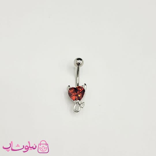 پیرسینگ ناف فانتزی مدل قلب شیطان قرمز کد 1390