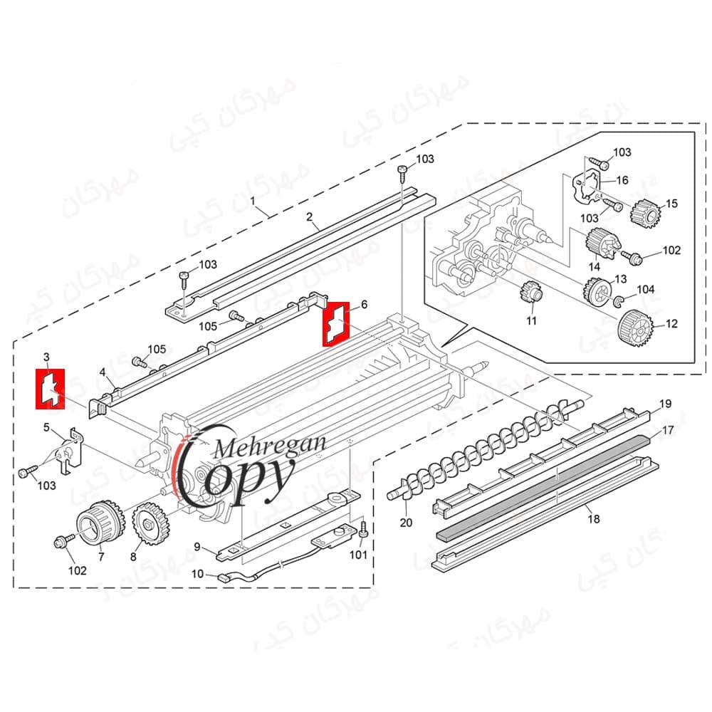 سری(2عدد)سیل بغل تانک دولوپر کپی ریکو آفیشیو Ricoh Aficio AF-2075/MP8000 — تصویر ۷